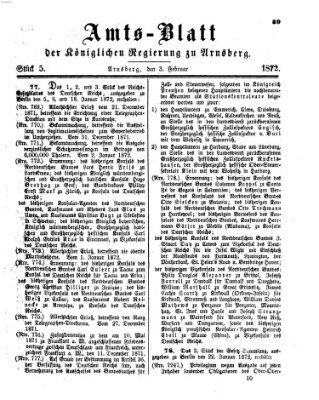 Amtsblatt für den Regierungsbezirk Arnsberg Samstag 3. Februar 1872