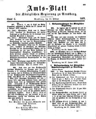 Amtsblatt für den Regierungsbezirk Arnsberg Samstag 10. Februar 1872