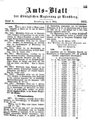 Amtsblatt für den Regierungsbezirk Arnsberg Samstag 2. März 1872