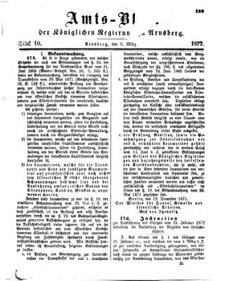 Amtsblatt für den Regierungsbezirk Arnsberg Samstag 9. März 1872