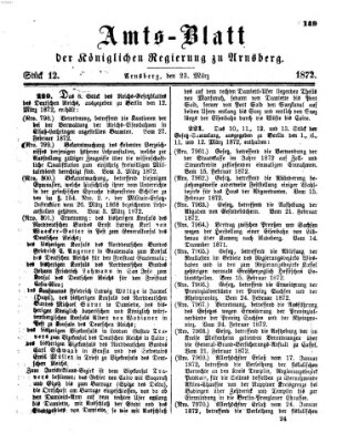 Amtsblatt für den Regierungsbezirk Arnsberg Samstag 23. März 1872