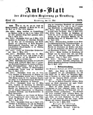 Amtsblatt für den Regierungsbezirk Arnsberg Samstag 11. Mai 1872