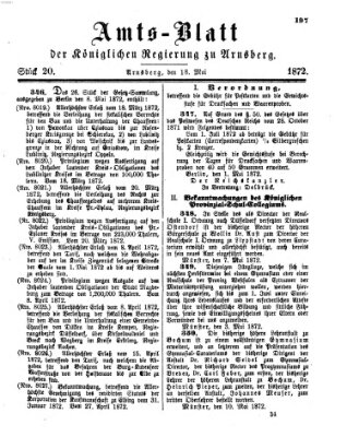 Amtsblatt für den Regierungsbezirk Arnsberg Samstag 18. Mai 1872