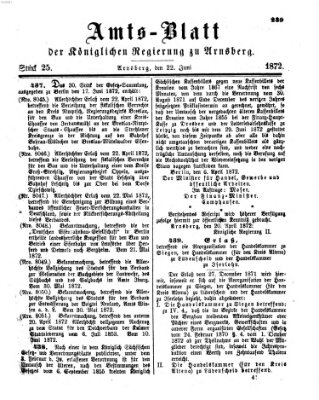 Amtsblatt für den Regierungsbezirk Arnsberg Samstag 22. Juni 1872