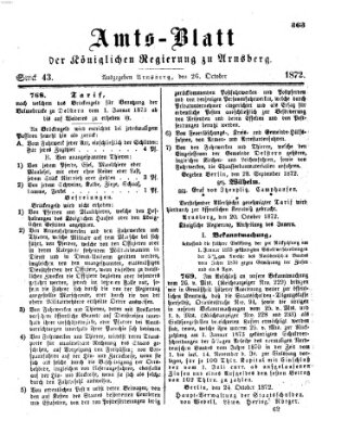 Amtsblatt für den Regierungsbezirk Arnsberg Samstag 26. Oktober 1872