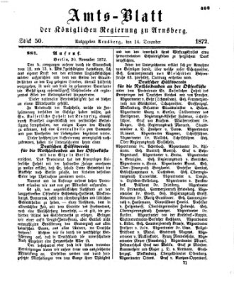 Amtsblatt für den Regierungsbezirk Arnsberg Samstag 14. Dezember 1872