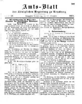 Amtsblatt für den Regierungsbezirk Arnsberg Samstag 28. Dezember 1872