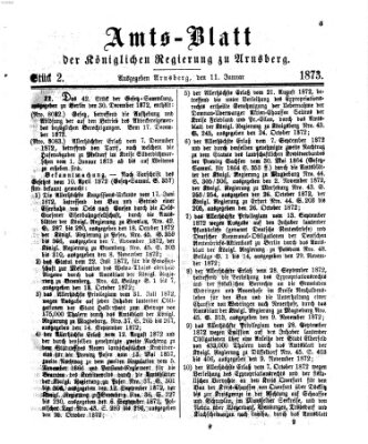 Amtsblatt für den Regierungsbezirk Arnsberg Samstag 11. Januar 1873