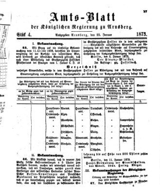 Amtsblatt für den Regierungsbezirk Arnsberg Samstag 25. Januar 1873