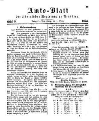 Amtsblatt für den Regierungsbezirk Arnsberg Samstag 1. März 1873