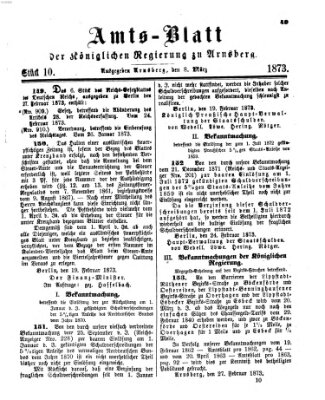 Amtsblatt für den Regierungsbezirk Arnsberg Samstag 8. März 1873