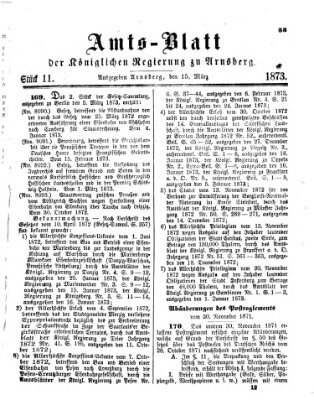 Amtsblatt für den Regierungsbezirk Arnsberg Samstag 15. März 1873