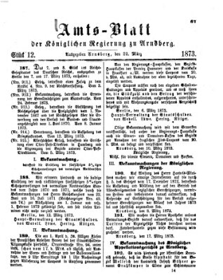 Amtsblatt für den Regierungsbezirk Arnsberg Samstag 22. März 1873