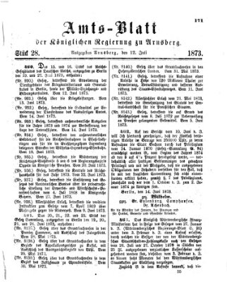 Amtsblatt für den Regierungsbezirk Arnsberg Samstag 12. Juli 1873