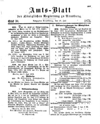 Amtsblatt für den Regierungsbezirk Arnsberg Samstag 26. Juli 1873