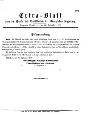 Amtsblatt für den Regierungsbezirk Arnsberg Montag 22. September 1873