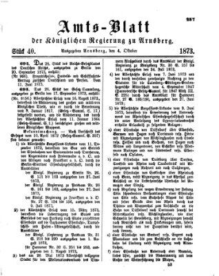 Amtsblatt für den Regierungsbezirk Arnsberg Samstag 4. Oktober 1873