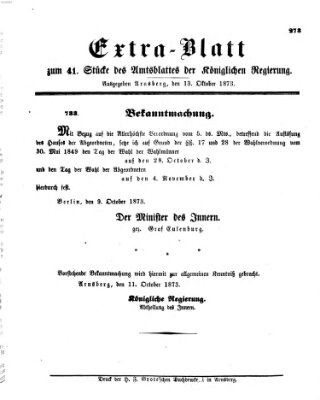 Amtsblatt für den Regierungsbezirk Arnsberg Montag 13. Oktober 1873