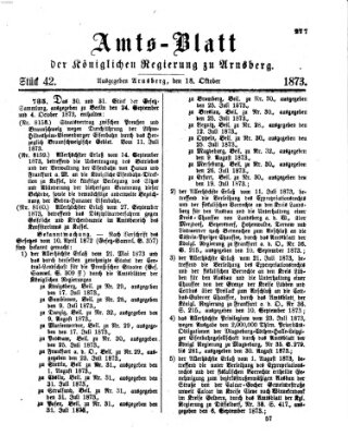 Amtsblatt für den Regierungsbezirk Arnsberg Samstag 18. Oktober 1873
