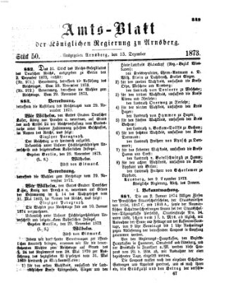 Amtsblatt für den Regierungsbezirk Arnsberg Samstag 13. Dezember 1873