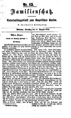 Familienschatz (Bayerischer Kurier) Samstag 17. August 1872