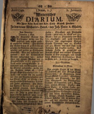 Wienerisches Diarium Samstag 2. Januar 1740