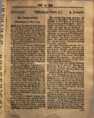 Wienerisches Diarium Samstag 9. Januar 1740