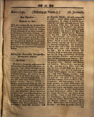 Wienerisches Diarium Samstag 16. Januar 1740