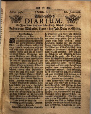 Wienerisches Diarium Mittwoch 20. Januar 1740