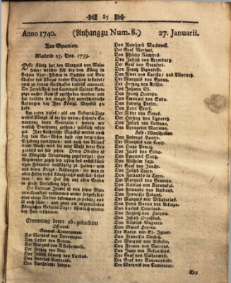 Wienerisches Diarium Mittwoch 27. Januar 1740