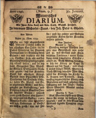 Wienerisches Diarium Samstag 30. Januar 1740