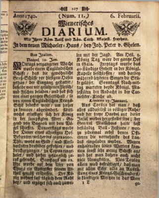 Wienerisches Diarium Samstag 6. Februar 1740