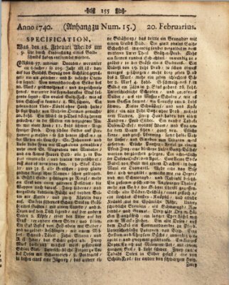 Wienerisches Diarium Samstag 20. Februar 1740