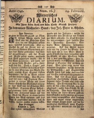 Wienerisches Diarium Mittwoch 24. Februar 1740