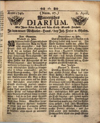 Wienerisches Diarium Samstag 2. April 1740