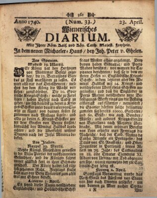 Wienerisches Diarium Samstag 23. April 1740