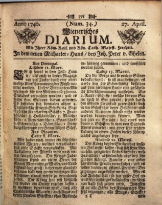 Wienerisches Diarium Mittwoch 27. April 1740