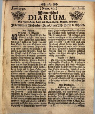 Wienerisches Diarium Mittwoch 22. Juni 1740