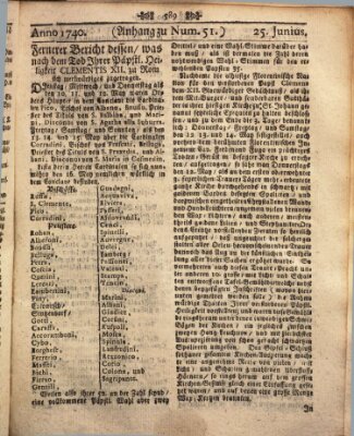 Wienerisches Diarium Samstag 25. Juni 1740