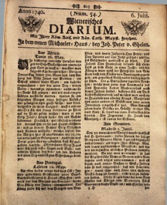 Wienerisches Diarium Mittwoch 6. Juli 1740