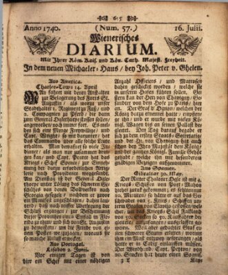 Wienerisches Diarium Samstag 16. Juli 1740