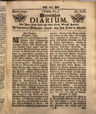 Wienerisches Diarium Samstag 30. Juli 1740