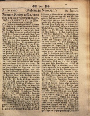 Wienerisches Diarium Samstag 30. Juli 1740