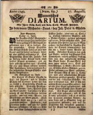 Wienerisches Diarium Samstag 27. August 1740