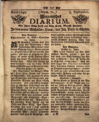 Wienerisches Diarium Samstag 3. September 1740