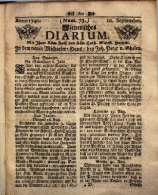 Wienerisches Diarium Samstag 10. September 1740