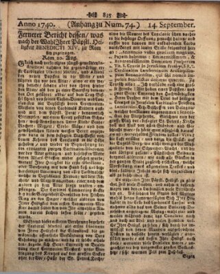 Wienerisches Diarium Wednesday 14. September 1740