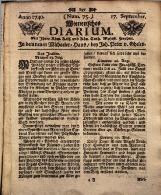 Wienerisches Diarium Samstag 17. September 1740