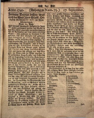 Wienerisches Diarium Samstag 17. September 1740