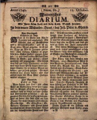 Wienerisches Diarium Mittwoch 12. Oktober 1740